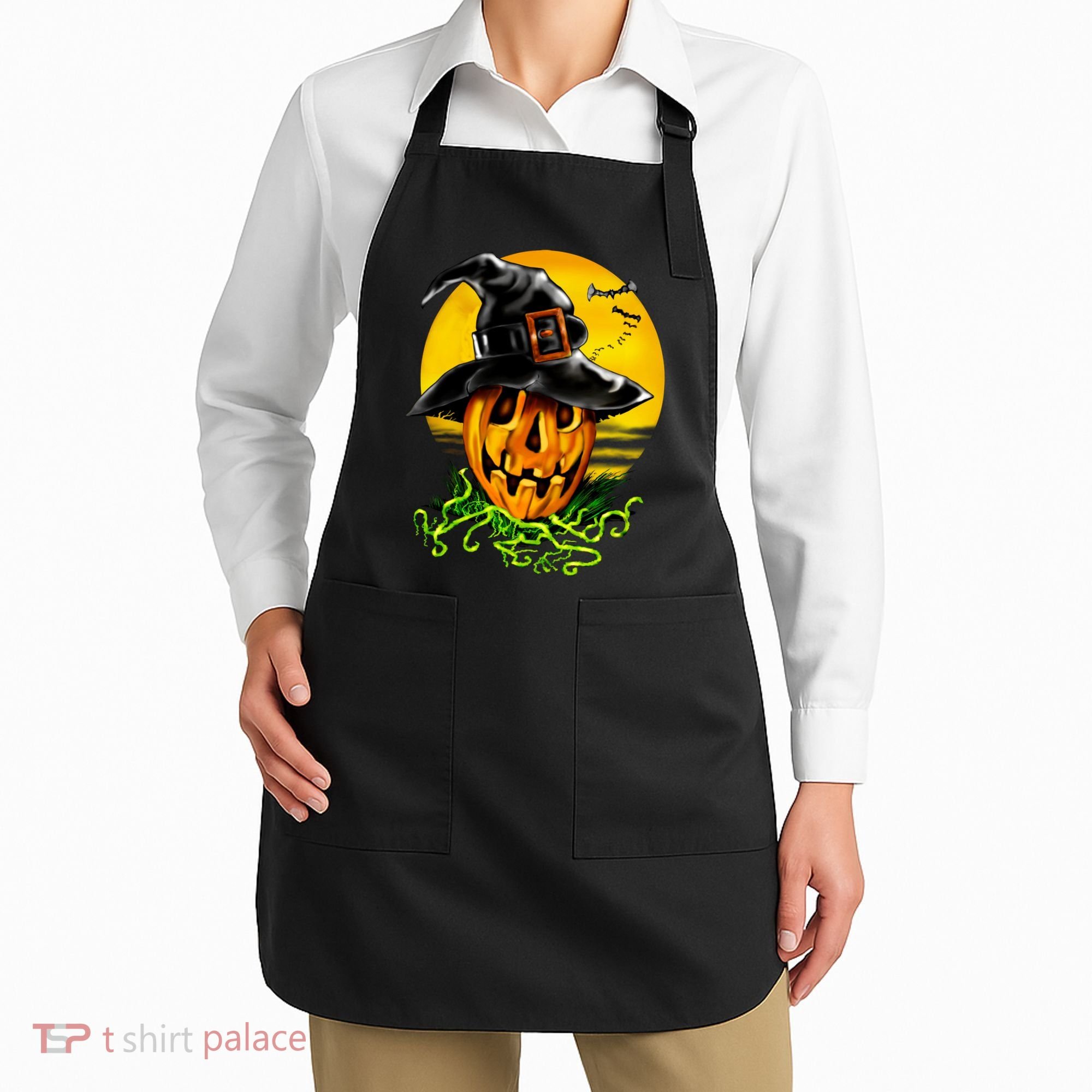 Halloween Pumpkin Wearing Witch Hat Apron