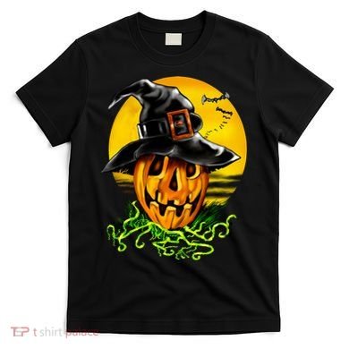 Halloween Pumpkin Wearing Witch Hat T-Shirt