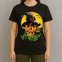 Halloween Pumpkin Wearing Witch Hat T-Shirt thumb 4
