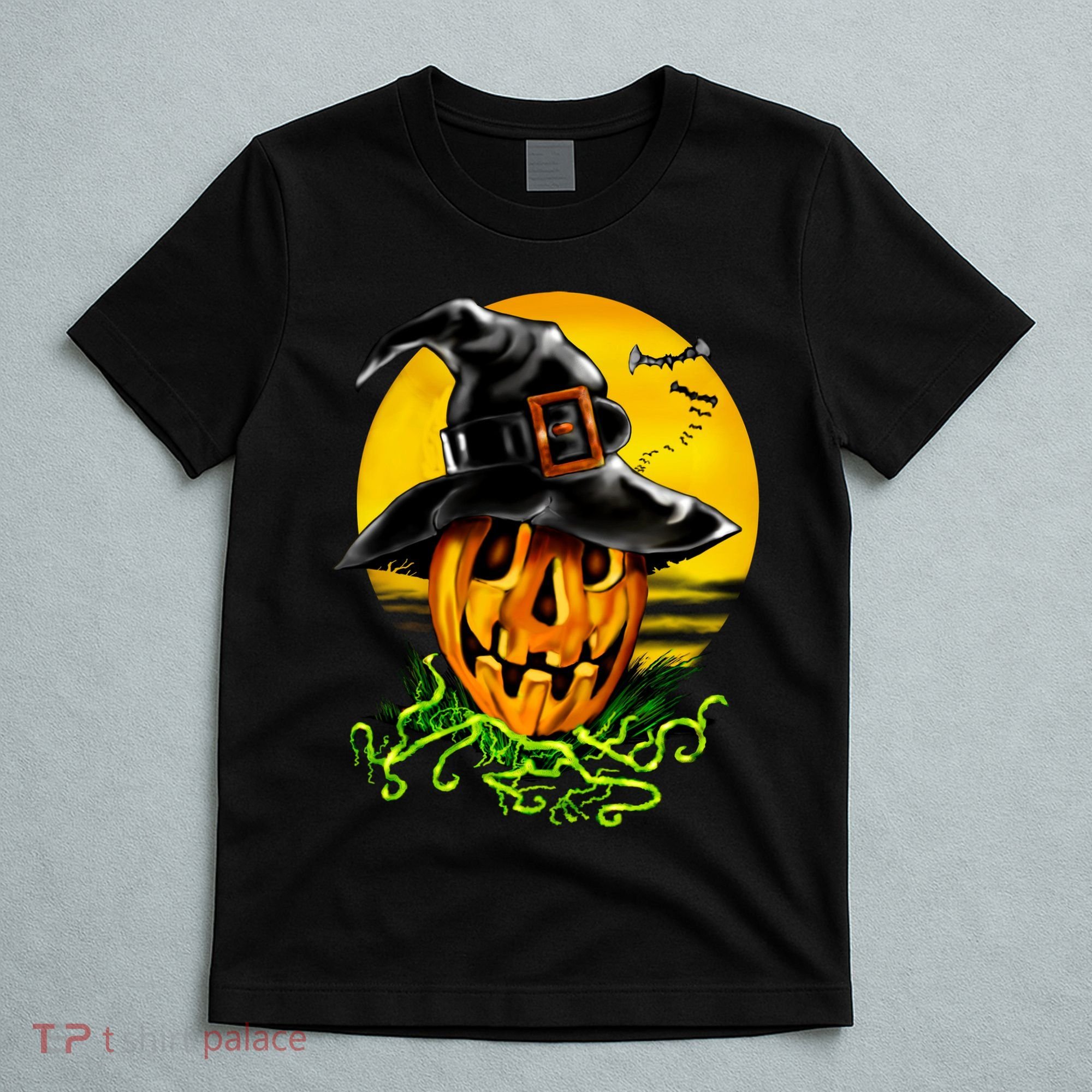 Halloween Pumpkin Wearing Witch Hat T-Shirt
