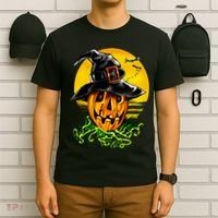 Halloween Pumpkin Wearing Witch Hat T-Shirt thumb 6