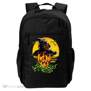 Halloween Pumpkin Wearing Witch Hat Backpack
