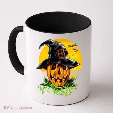 Halloween Pumpkin Wearing Witch Hat Coffee Mug