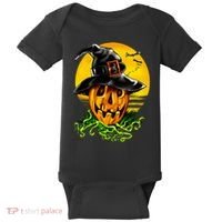 Halloween Pumpkin Wearing Witch Hat Baby Bodysuit thumb 0