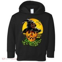 Halloween Pumpkin Wearing Witch Hat Toddler Hoodie thumb 0