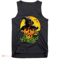 Halloween Pumpkin Wearing Witch Hat Tank Top thumb 0