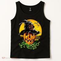 Halloween Pumpkin Wearing Witch Hat Tank Top thumb 2