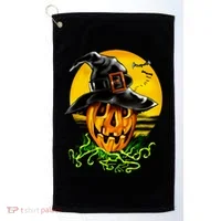Halloween Pumpkin Wearing Witch Hat Golf Towel thumb 0