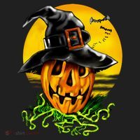 Halloween Pumpkin Wearing Witch Hat Golf Towel thumb 3
