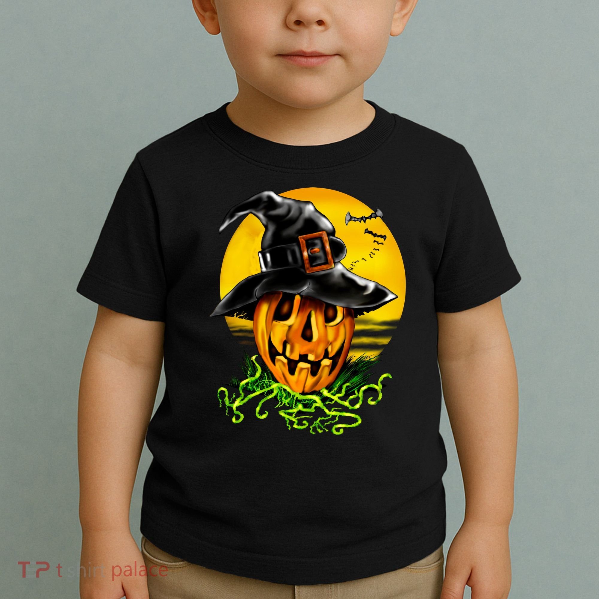 Halloween Pumpkin Wearing Witch Hat Toddler T-Shirt