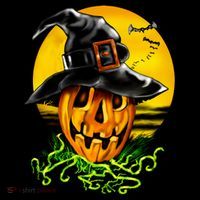 Halloween Pumpkin Wearing Witch Hat Women's Long Sleeve Shirt thumb 2