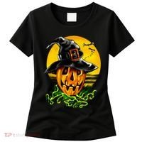 Halloween Pumpkin Wearing Witch Hat Women's T-Shirt thumb 0