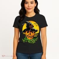 Halloween Pumpkin Wearing Witch Hat Women's T-Shirt thumb 4