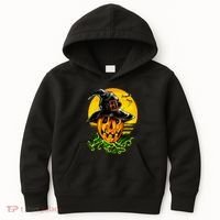 Halloween Pumpkin Wearing Witch Hat Kids Hoodie thumb 0