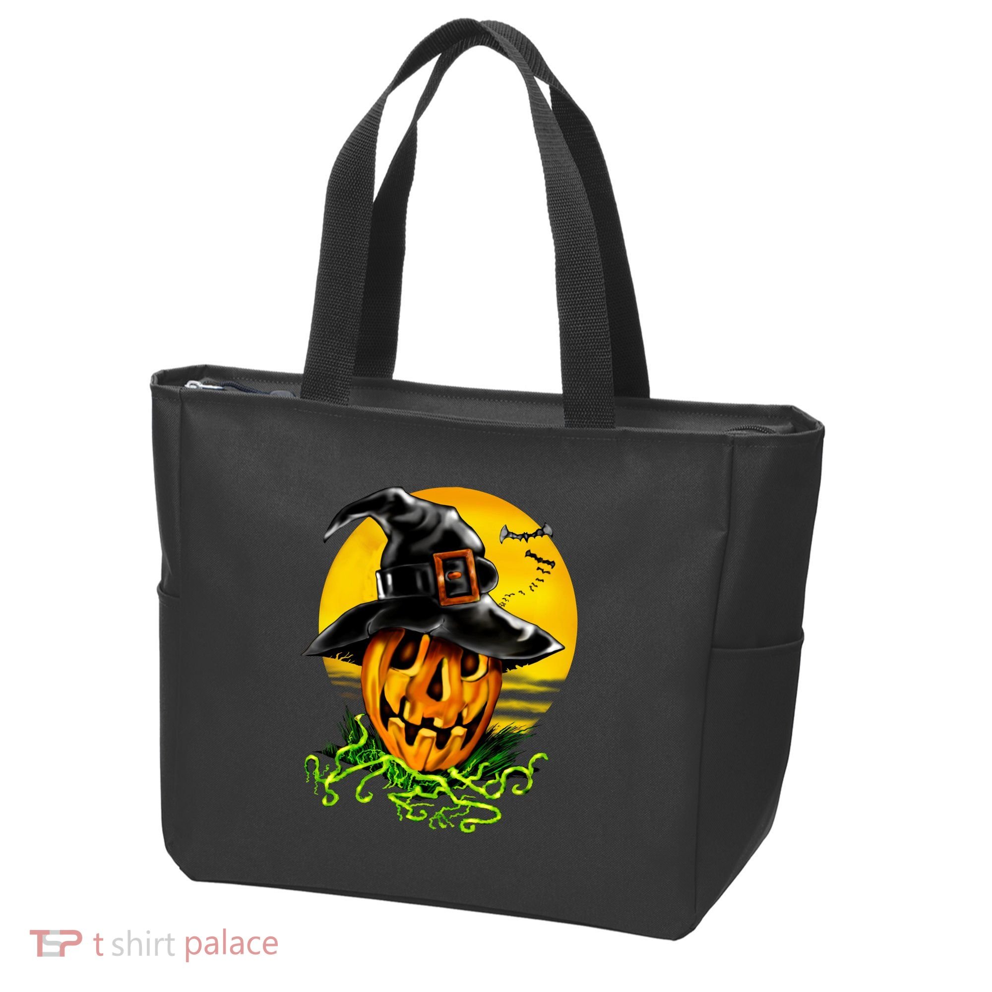 Halloween Pumpkin Wearing Witch Hat Tote Bag