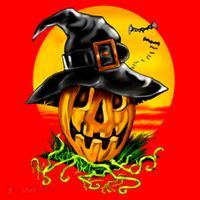 Halloween Pumpkin Wearing Witch Hat Santa Hat thumb 1