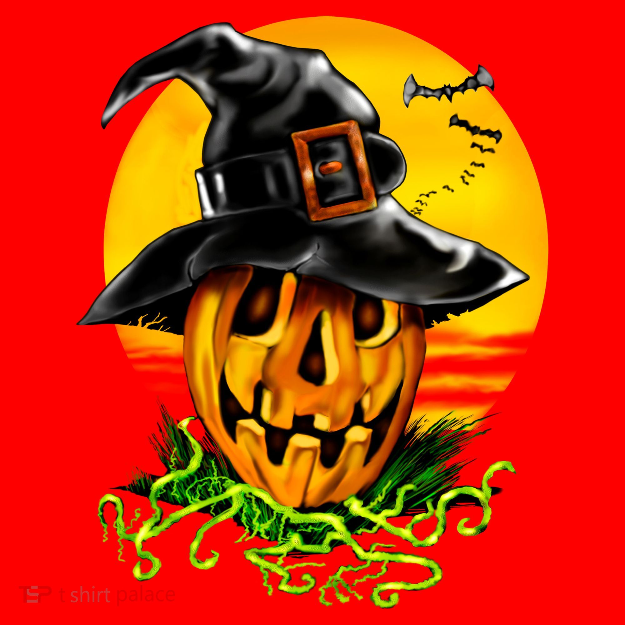 Halloween Pumpkin Wearing Witch Hat Santa Hat