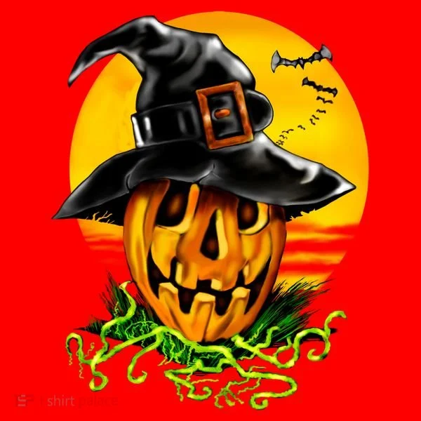 Halloween Pumpkin Wearing Witch Hat Santa Hat
