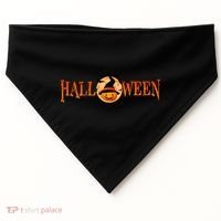 Halloween Pumpkin Witch Logo USA-Made Doggie Bandana thumb 0