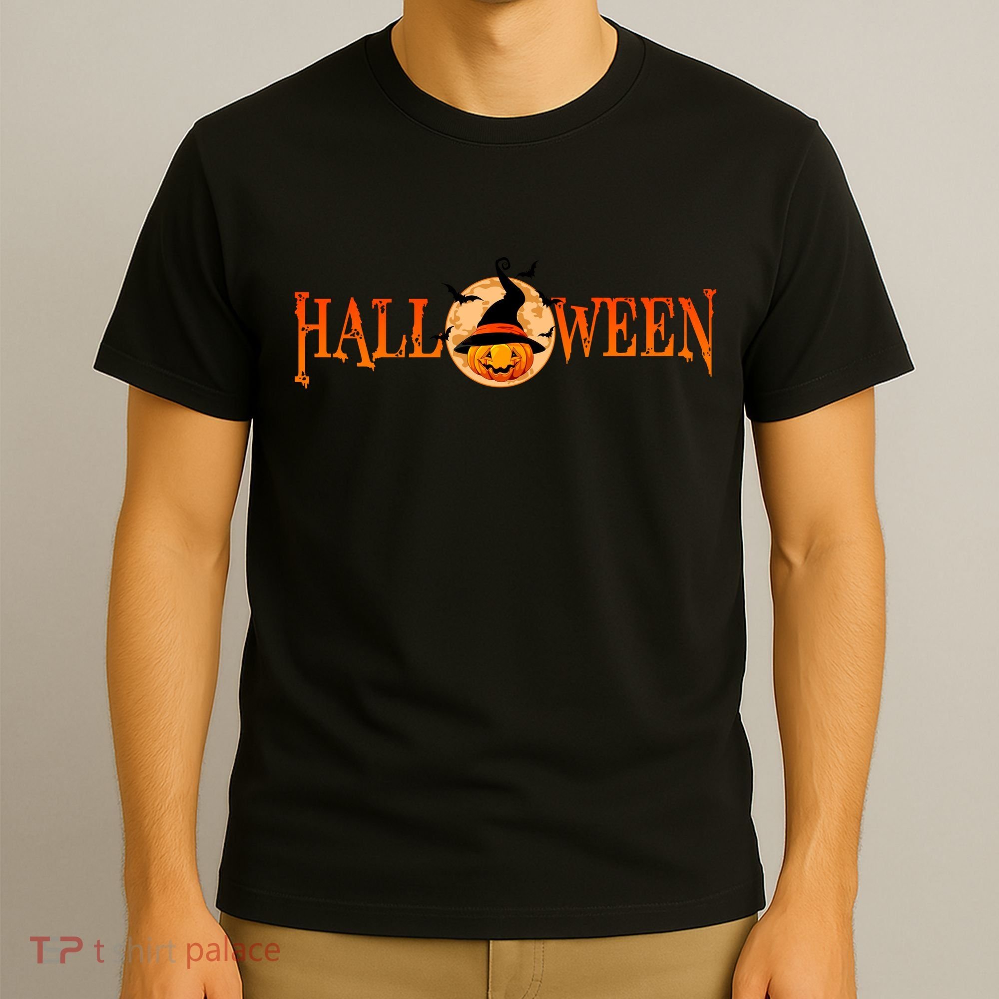 Halloween Pumpkin Witch Logo T-Shirt