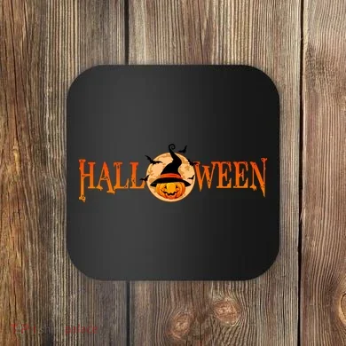 Halloween Pumpkin Witch Logo Coaster