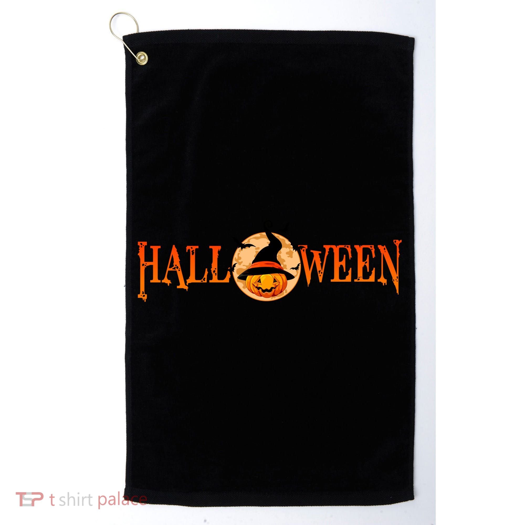 Halloween Pumpkin Witch Logo Golf Towel