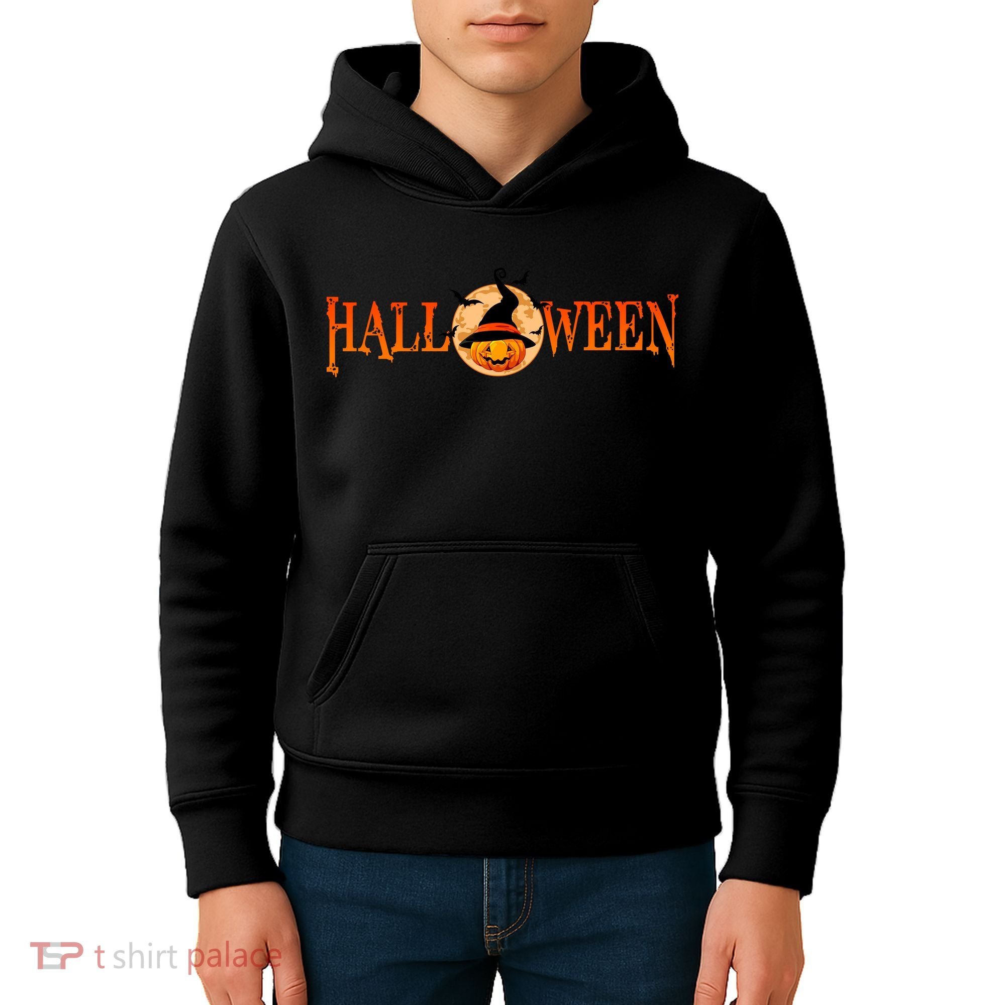Halloween Pumpkin Witch Logo Kids Hoodie