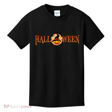 Halloween Pumpkin Witch Logo Kids T-Shirt
