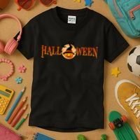 Halloween Pumpkin Witch Logo Kids T-Shirt thumb 3