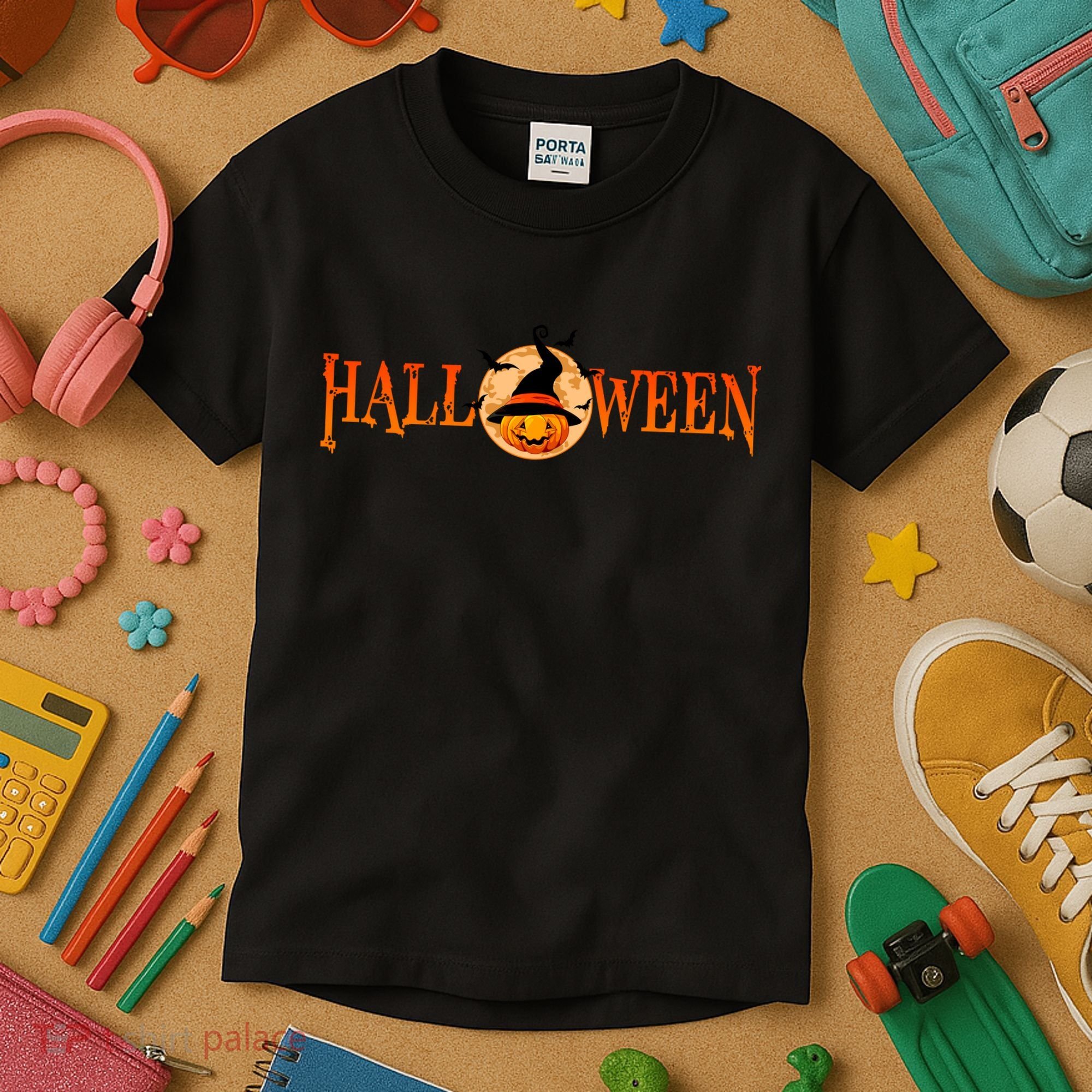 Halloween Pumpkin Witch Logo Kids T-Shirt