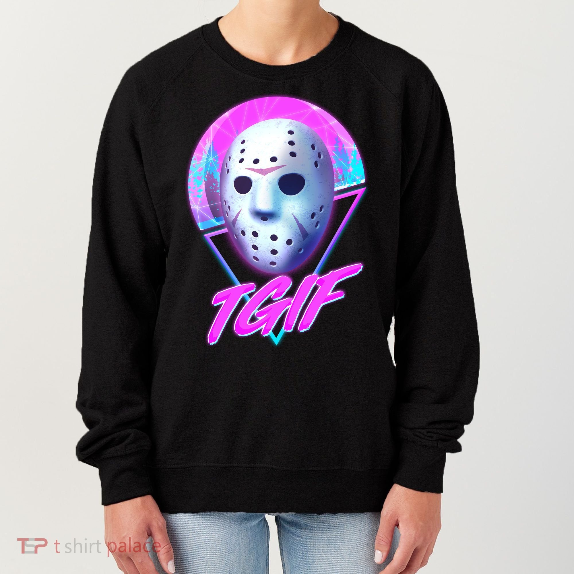 Halloween Retro 80's TGIF Jason Mask Women's Sweatshirt