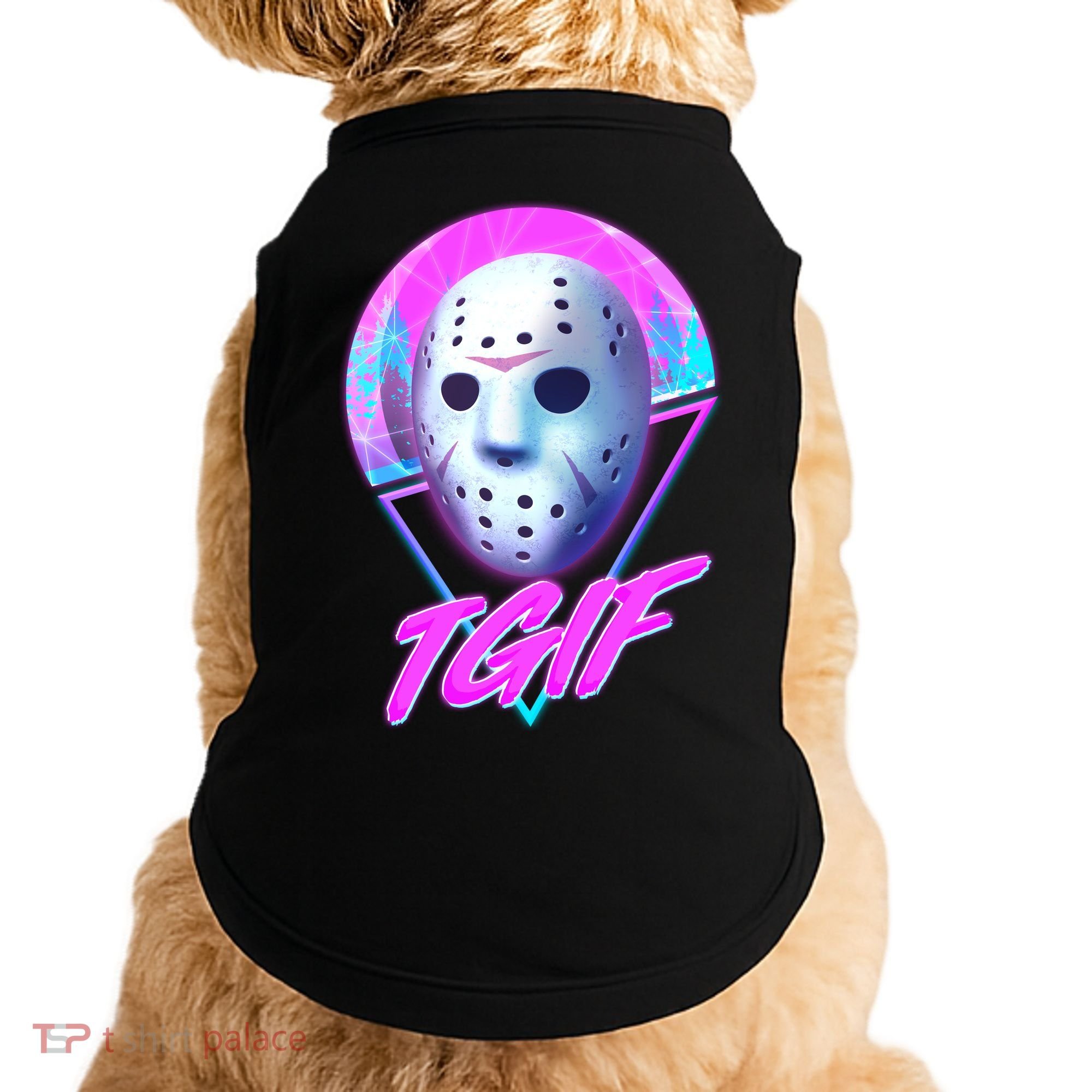 Halloween Retro 80's TGIF Jason Mask Doggie Tank