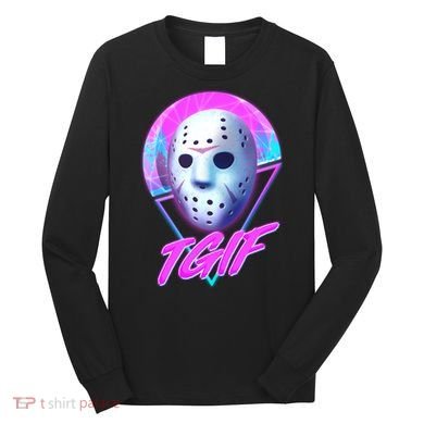 Halloween Retro 80's TGIF Jason Mask Long Sleeve Shirt