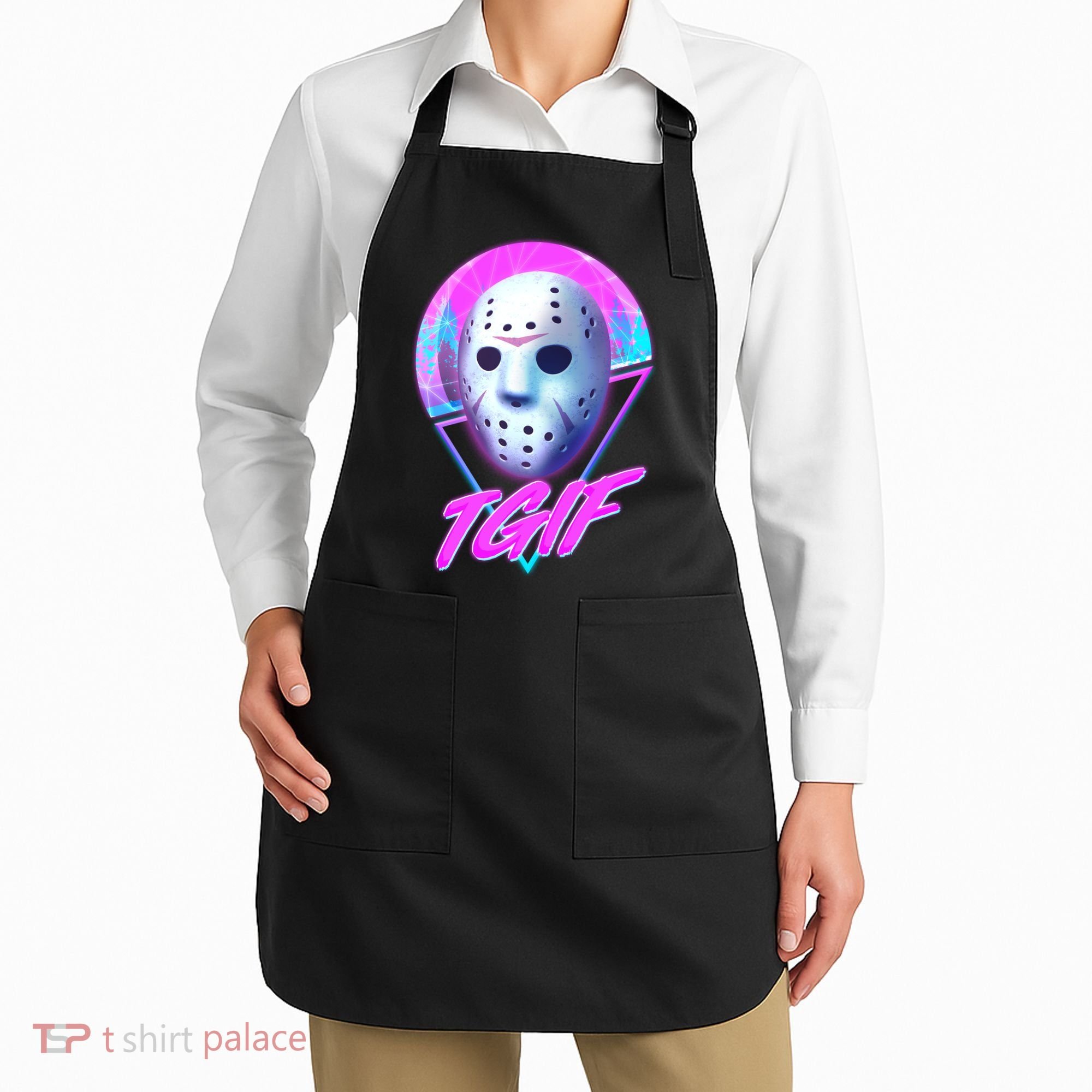 Halloween Retro 80's TGIF Jason Mask Apron