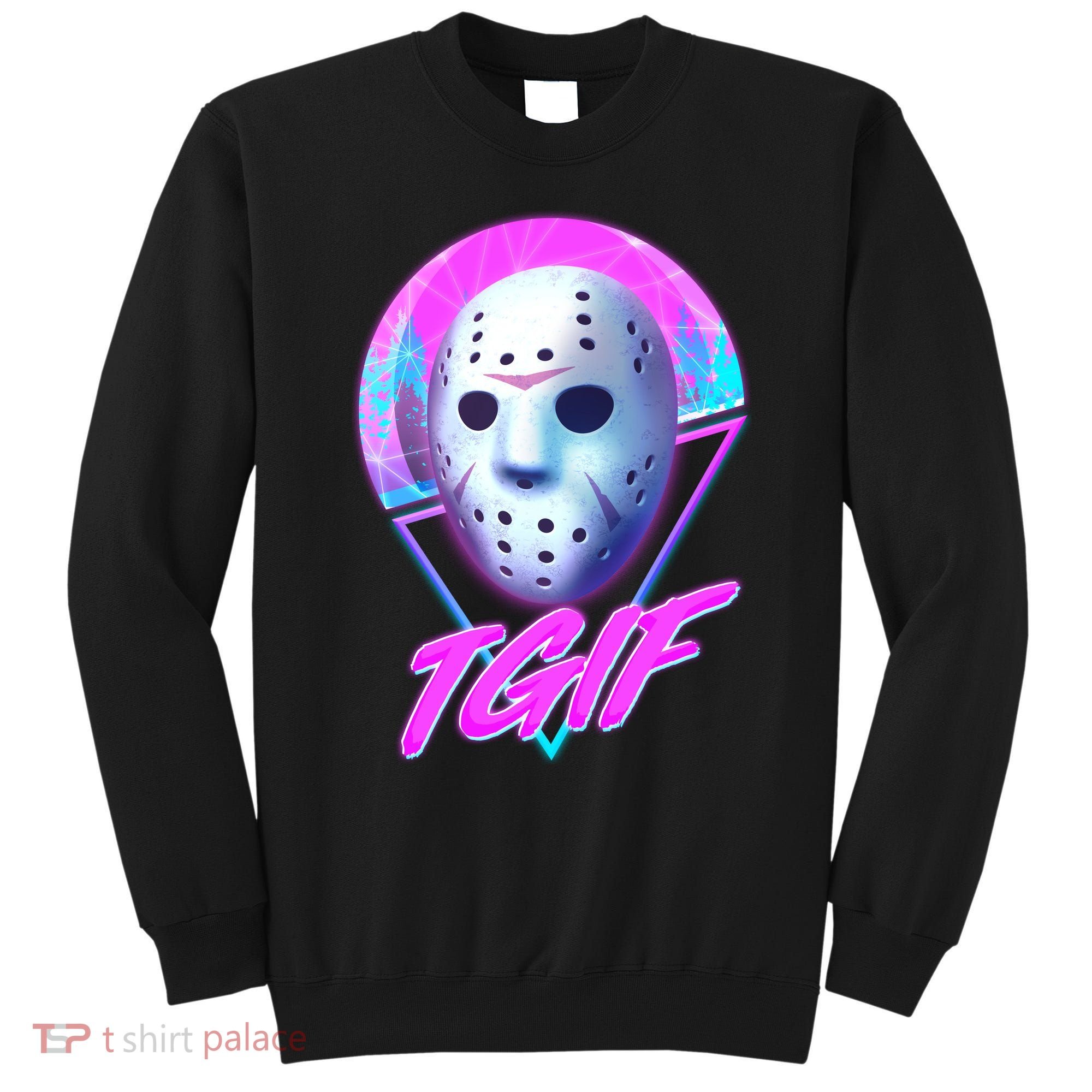 Halloween Retro 80's TGIF Jason Mask Sweatshirt