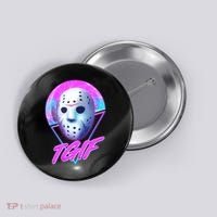 Halloween Retro 80's TGIF Jason Mask Button thumb 0