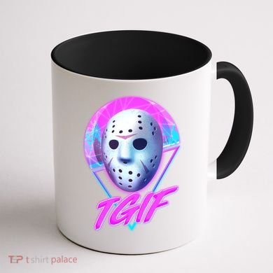 Halloween Retro 80's TGIF Jason Mask Coffee Mug back
