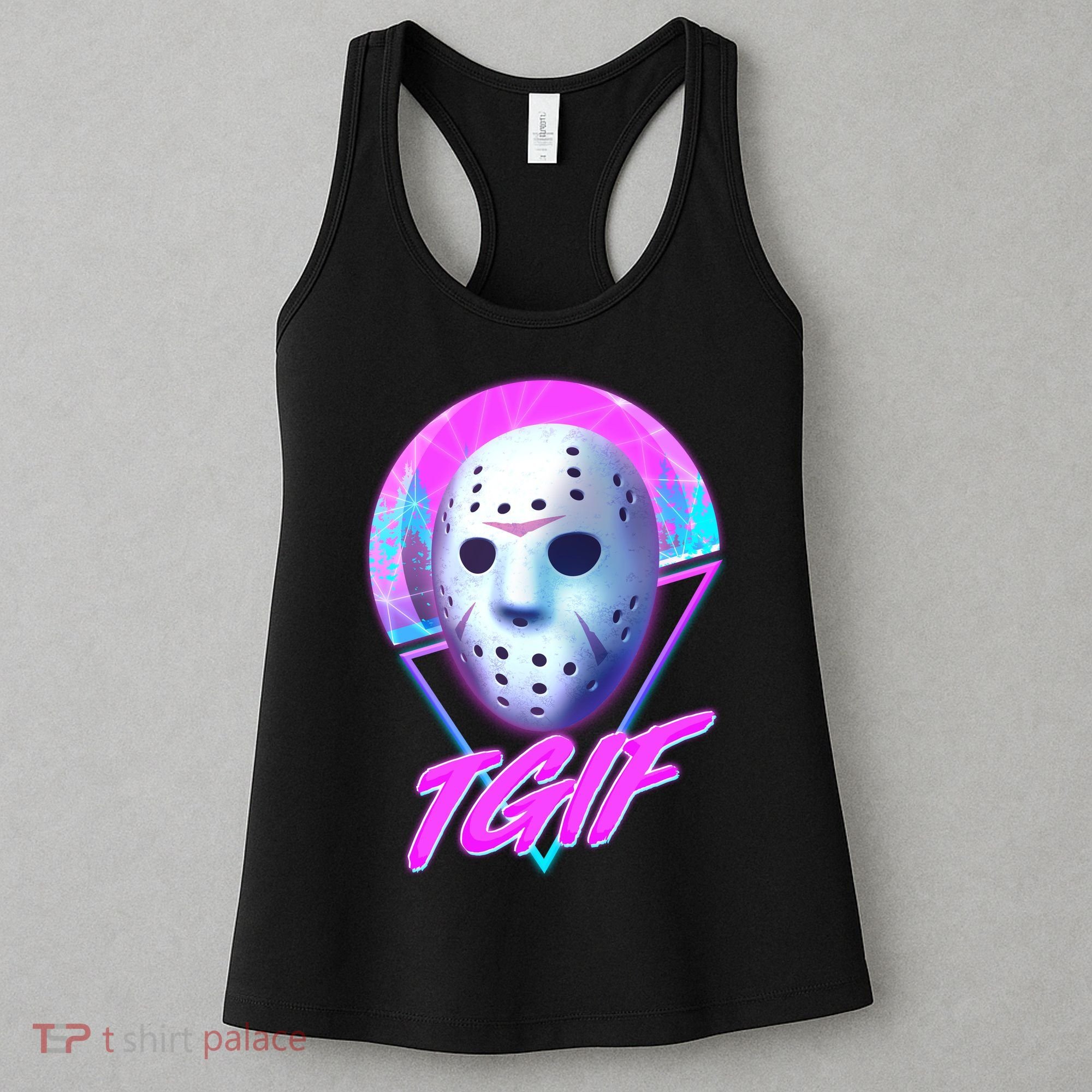 Halloween Retro 80's TGIF Jason Mask Women's Tank Top