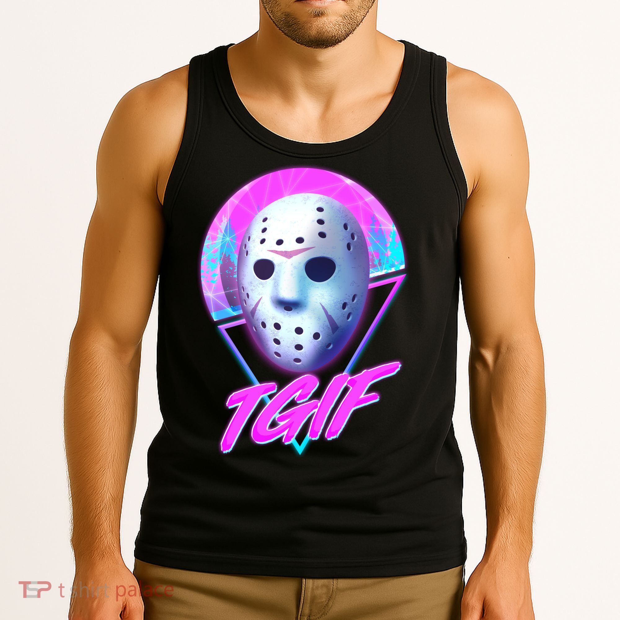 Halloween Retro 80's TGIF Jason Mask Tank Top