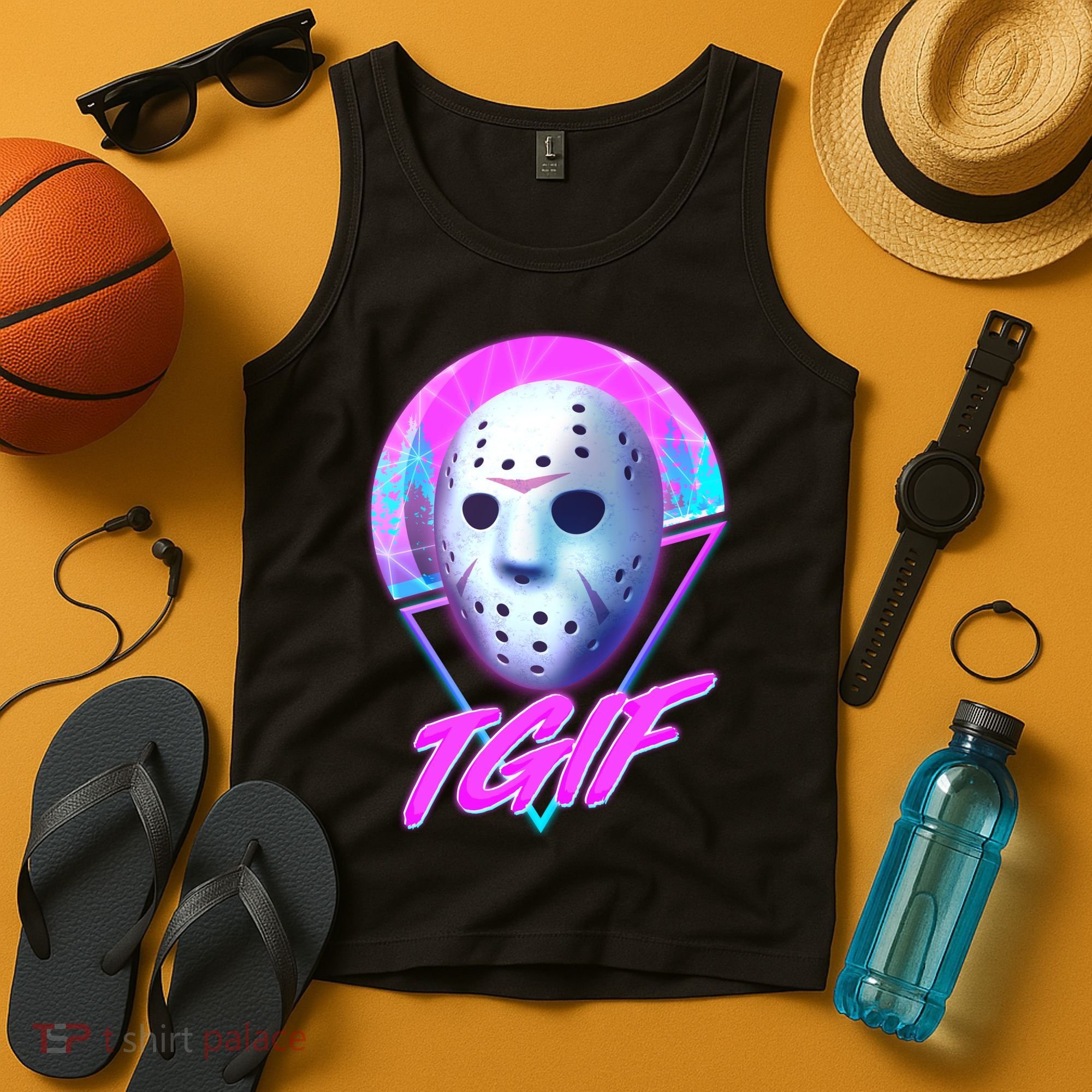 Halloween Retro 80's TGIF Jason Mask Tank Top