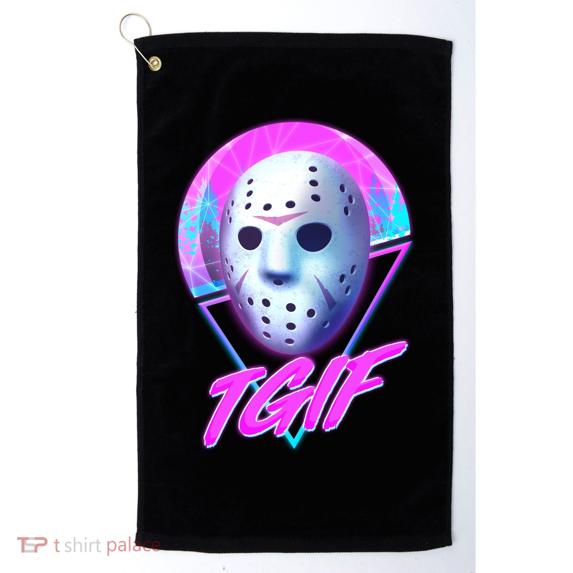 Halloween Retro 80's TGIF Jason Mask Golf Towel