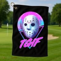 Halloween Retro 80's TGIF Jason Mask Golf Towel thumb 1