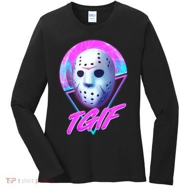 Halloween Retro 80's TGIF Jason Mask Women's Long Sleeve Shirt