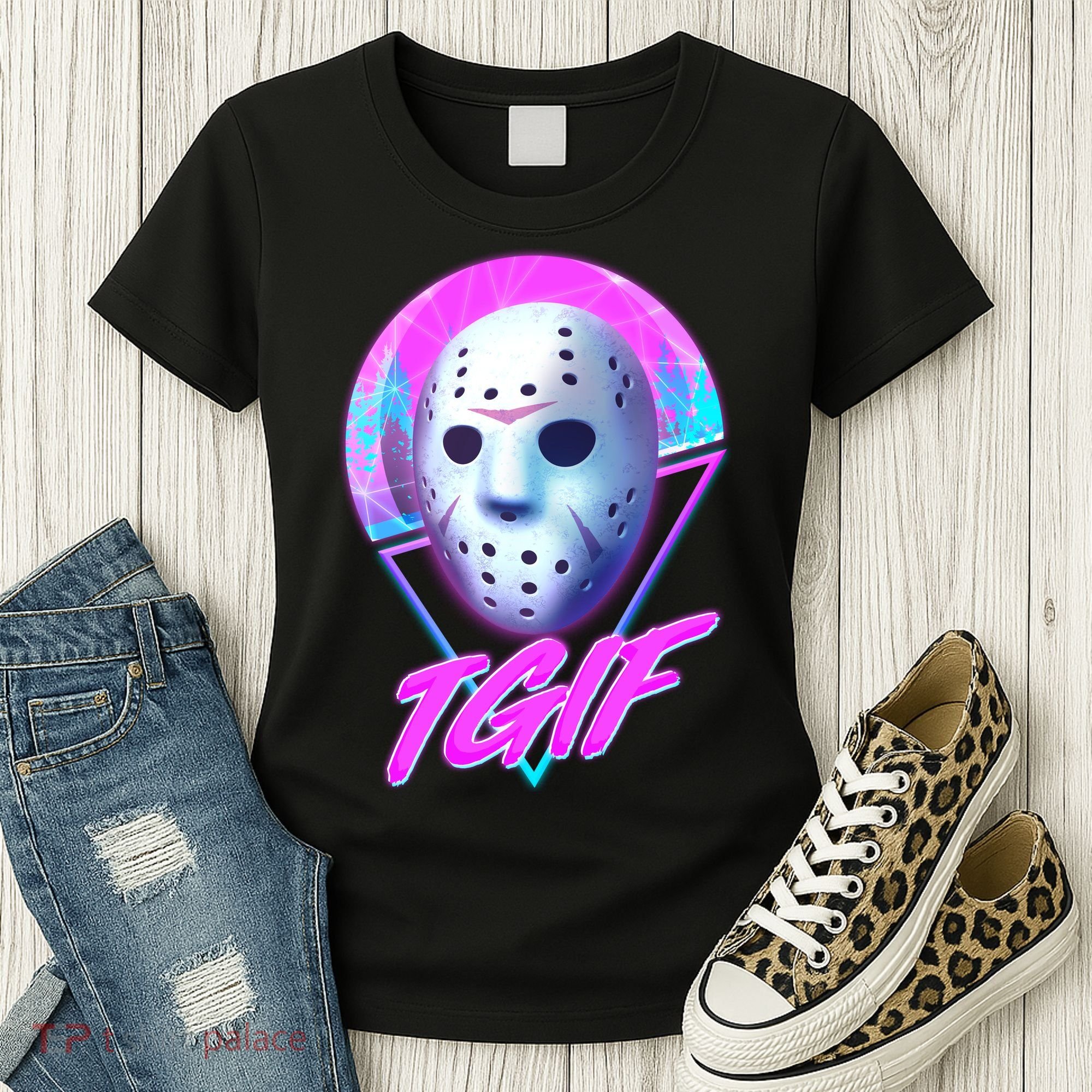 Halloween Retro 80's TGIF Jason Mask Women's T-Shirt