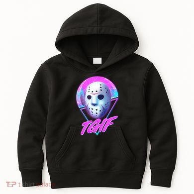 Halloween Retro 80's TGIF Jason Mask Kids Hoodie