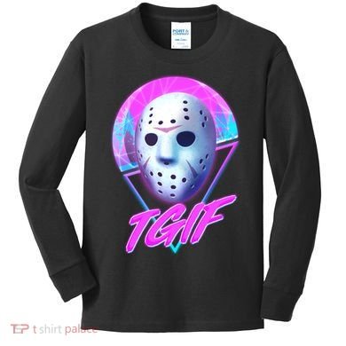 Halloween Retro 80's TGIF Jason Mask Kids Long Sleeve Shirt