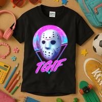 Halloween Retro 80's TGIF Jason Mask Kids T-Shirt thumb 3