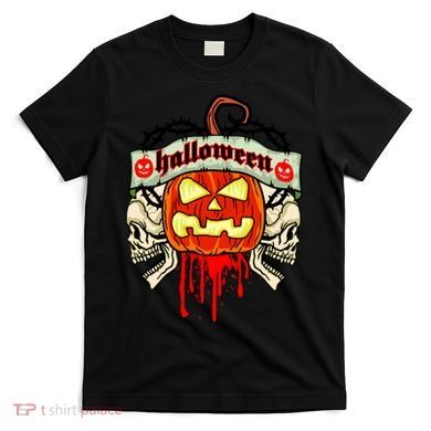 Halloween Skulls Bloody Pumpkin T-Shirt