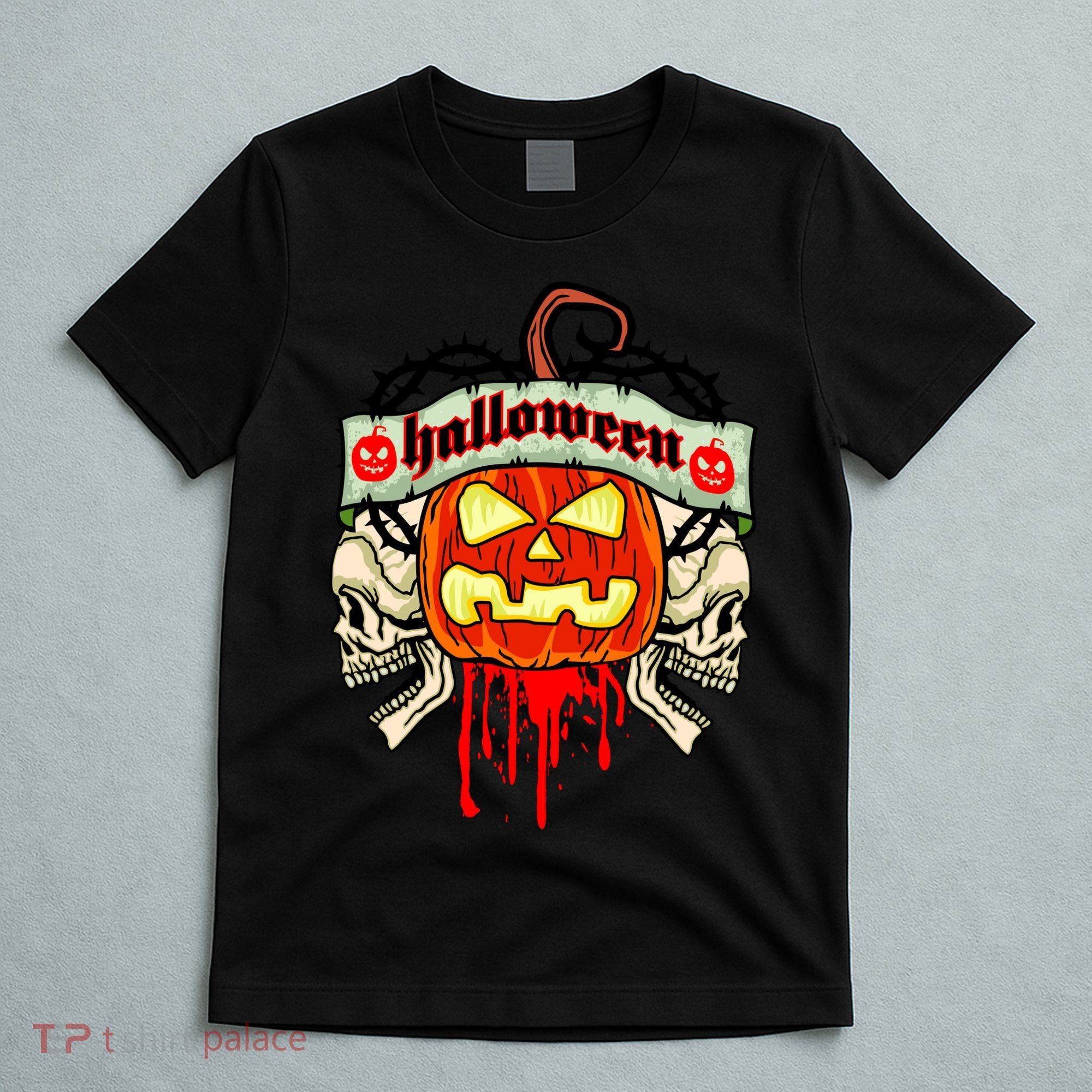 Halloween Skulls Bloody Pumpkin T-Shirt