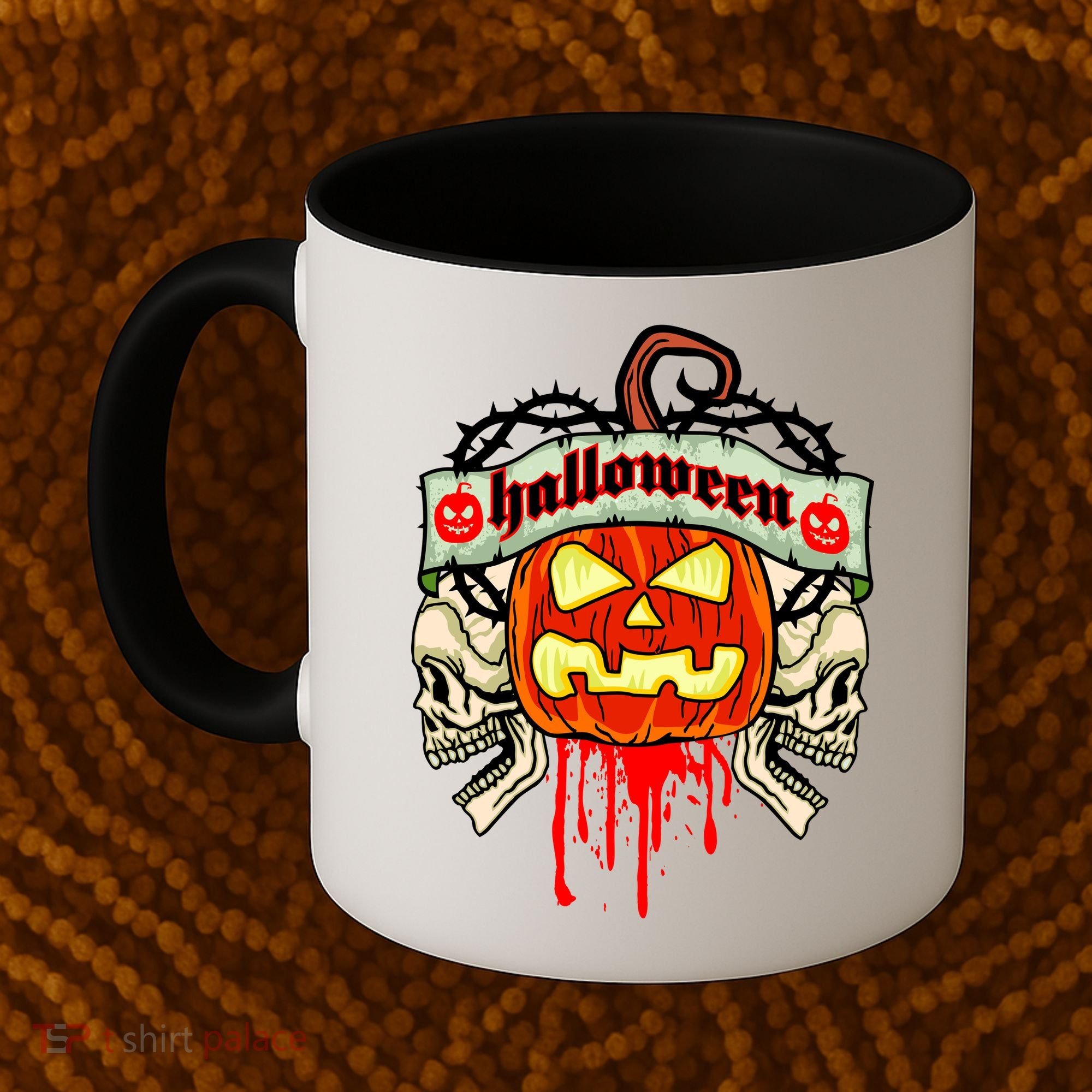 Halloween Skulls Bloody Pumpkin Coffee Mug